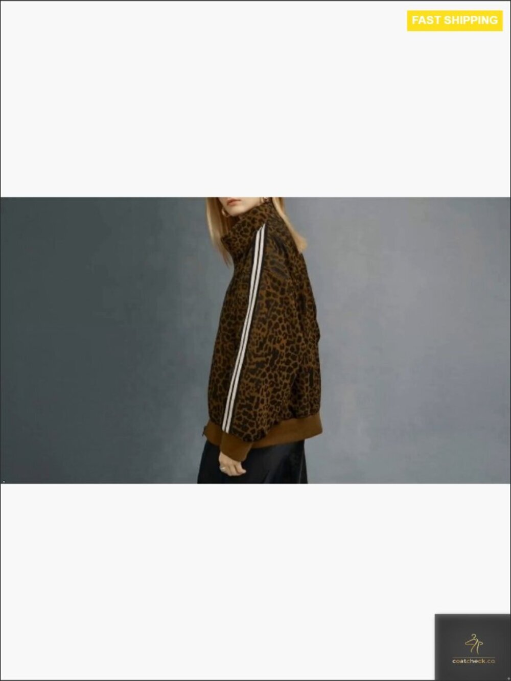 Leopard Print Faux Leather Jacket Zip Up Lightweight Casual Coat Spring - Picture 6 of 6